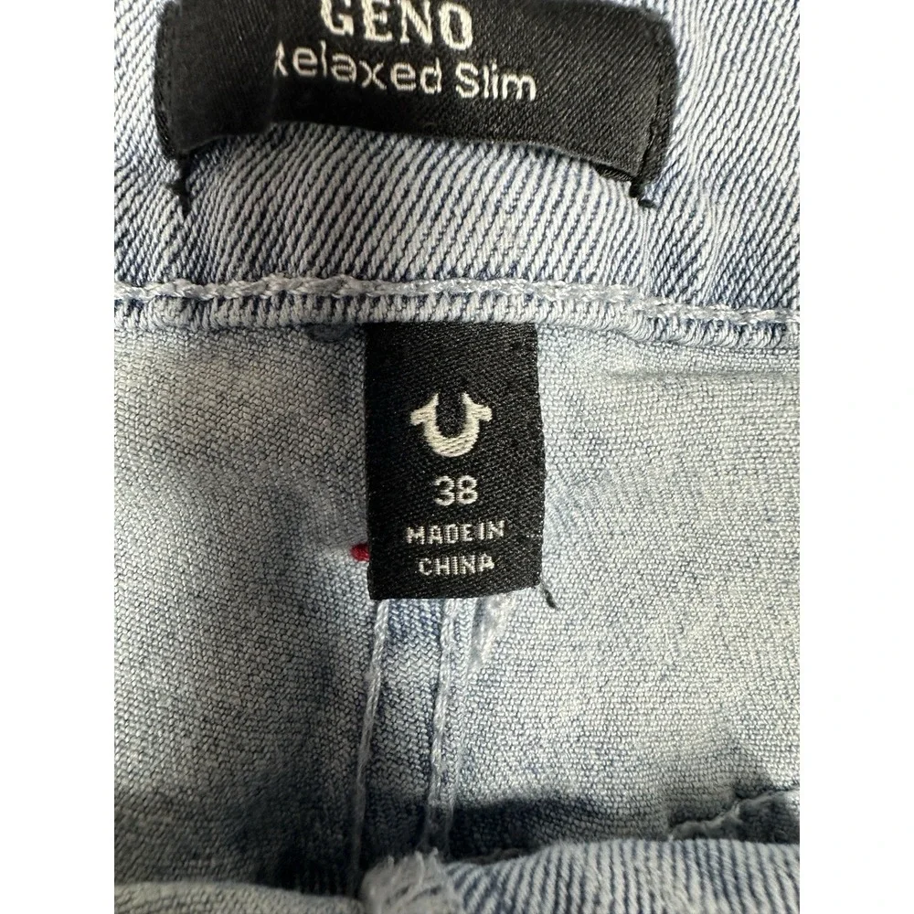 True Religion Geno Relaxed Slim Shorts 38 Light Wash Y2K Cut Off